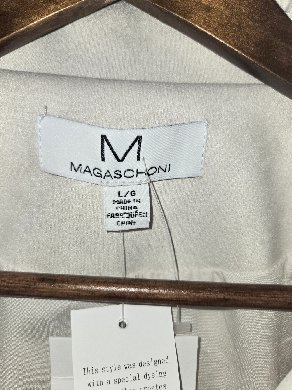 NWT Magaschoni Light Cream Zip-Up Super-Soft Faux Suede Leather Jacket Womens L - Picture 7 of 13